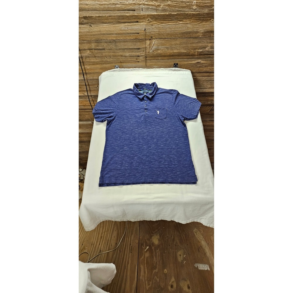 William Murray Golf Mens XL Blue Space Dye Heathered Polo Shirt Short Sleeve